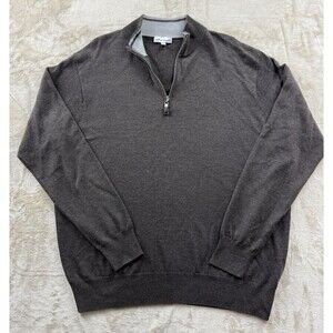 Peter Millar 1/4 Zip Sweater XL Brown Merino Wool Silk Knit Long Sleeve